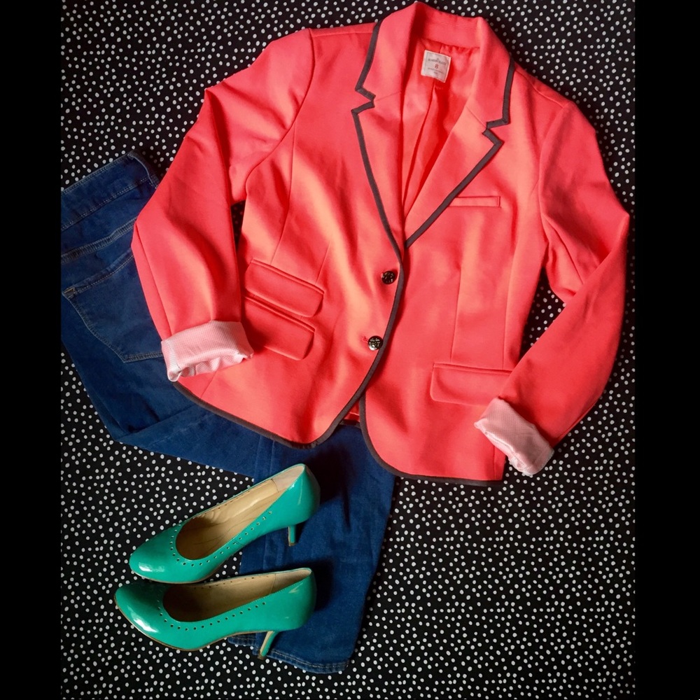{Gap} Neon Bright Peach Academy Blazer